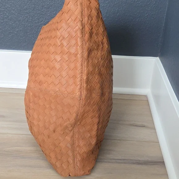 Vintage Woven Leather Brown Slouchy Purse Bag